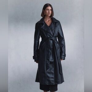 MESHKI Tarah Faux Leather Trench Coat
